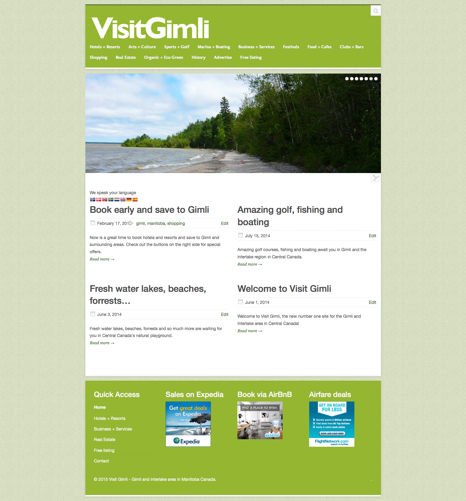 Visit Gimli Canada website design