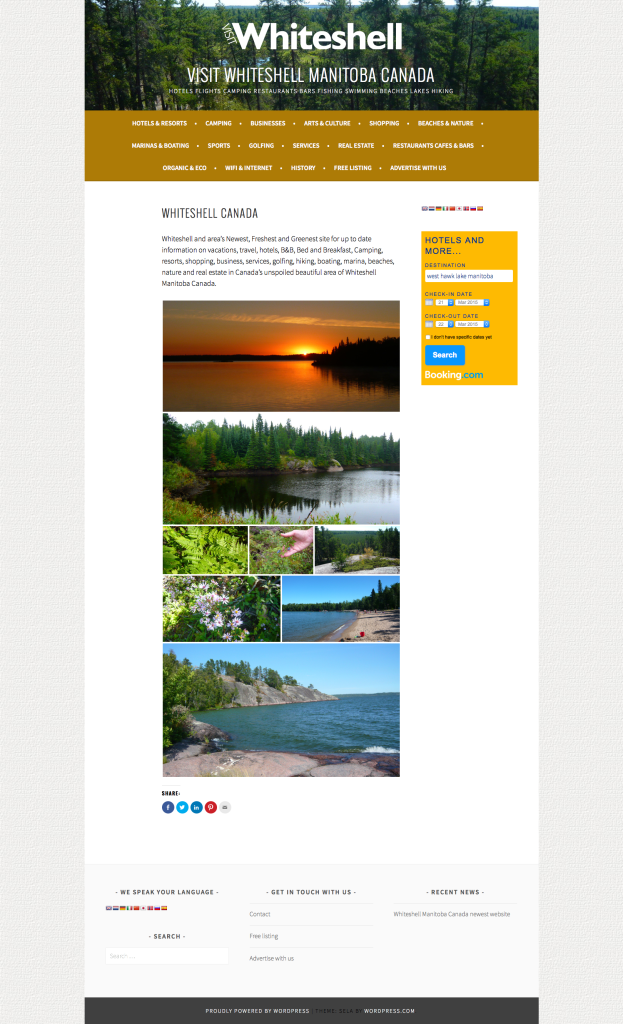 Visit Whiteshell Manitoba Canada Website Design